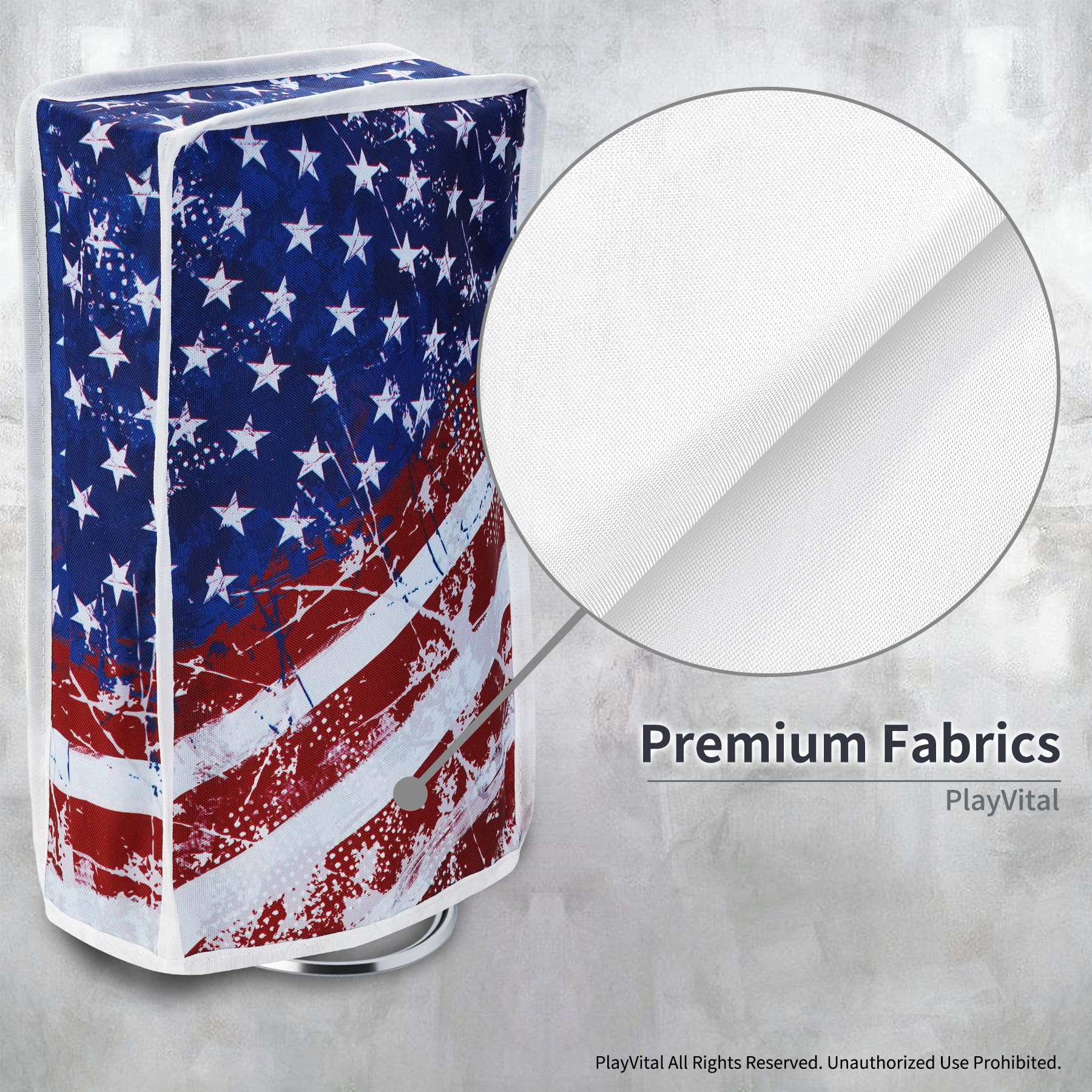 PlayVital PS5 Slim Disc Edition Vertical Dust Cover - Nylon Waterproof Dust Proof Protector Sleeve for New Smaller Design Console (US Flag Print) - Perfect for Gaming Setup Protection & Travel Storage