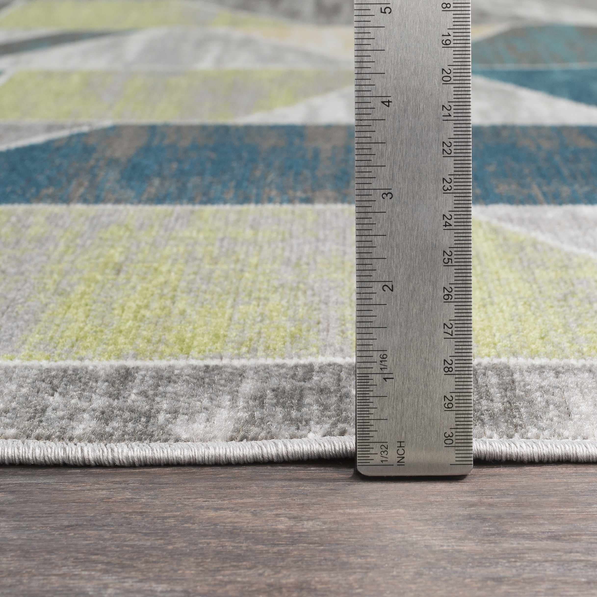 Hauteloom Hessel Modern Area Rug for Living Room & Bedroom - Soft Gray & Green Accent - 2' x 2'11