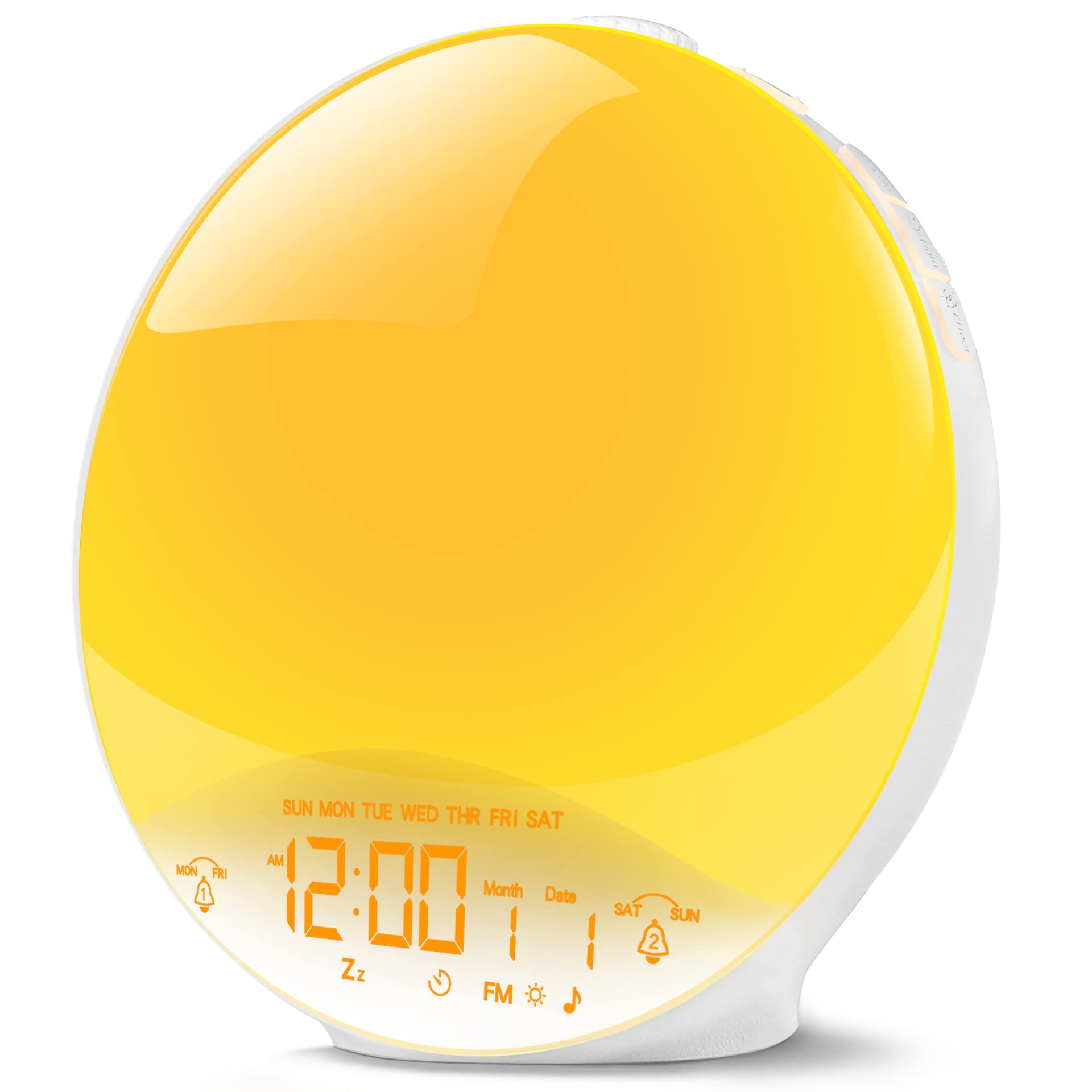 Kairiow Sunrise Alarm Clock with USB Charging Port - Wake Up Light for Kids & Heavy Sleepers, Sleep Aid with Natural Sounds, FM Radio, Snooze & Dual Alarms - Bedroom Nightlight (White) | Perfect for Gentle Mornings, Nursery Rooms & Sleep Therapy
