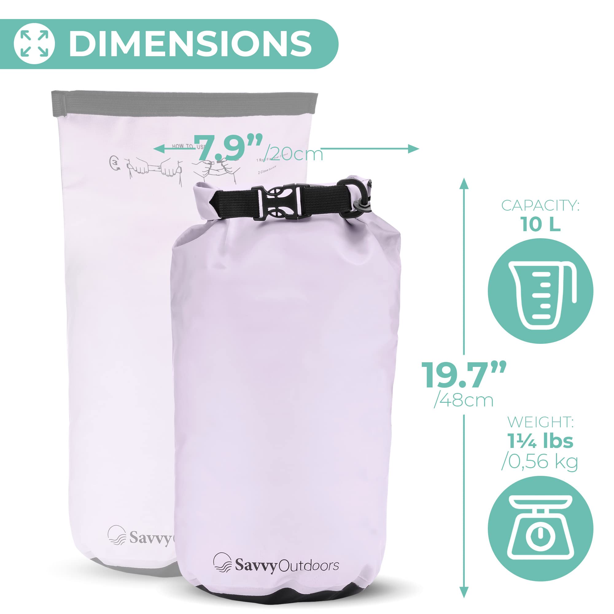 Waterproof Dry Bag 5L 10L 20L 30L - Waterproof Storage for Beach, Kayaking, Hiking, Camping & Boating Gear - Keep Food & Essentials Dry - Ideal for Outdoor Adventures, Water Sports & Travel