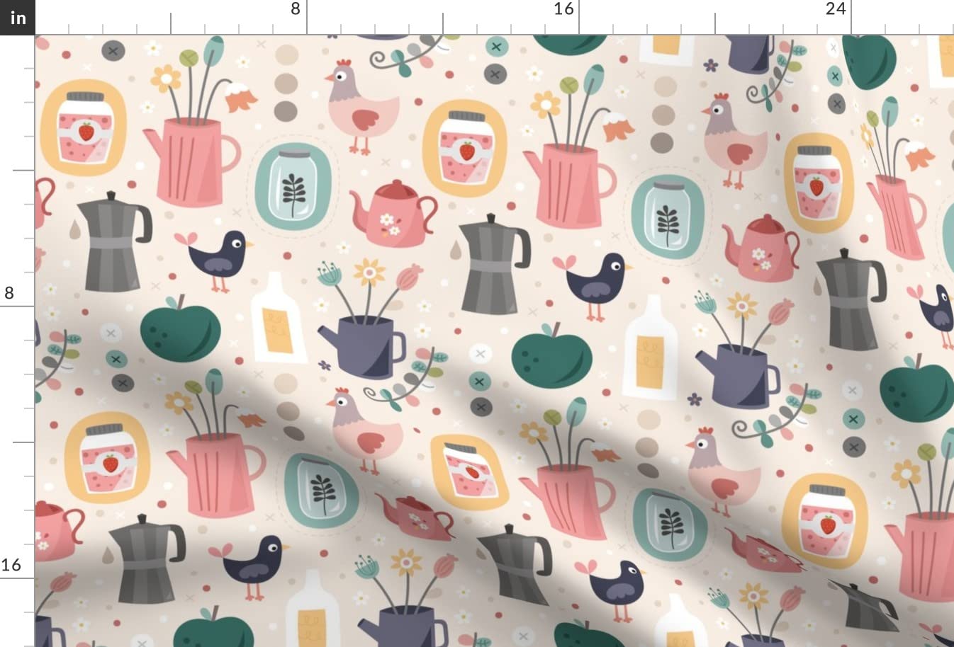 Modern Farmhouse Chicken Coffee Country Printed Minky Fabric Fat Quarter - Soft & Durable for Sewing Baby Blankets, Quilt Backing, Plush Toys - Perfect for DIY Crafts, Nursery Decor & Cozy Home Projects