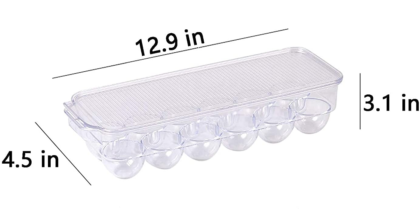 LISHONN Stackable Acrylic Egg Storage Container - 12 Egg Capacity Refrigerator Organizer with Clear Lid | Perfect for Kitchen Organization, Farm Fresh Eggs & Space-Saving Refrigerator Storage