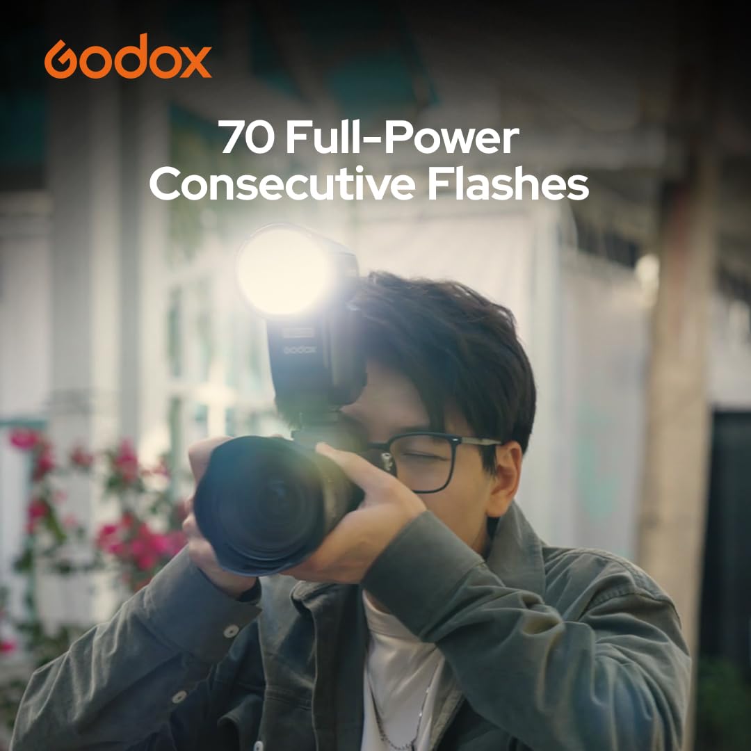 Godox V100-C Round Head Flash Speedlite for Canon Cameras - TTL Touch Screen 2.4G Wireless X System (Upgraded from V1) - Perfect for Portrait, Wedding & Studio Photography