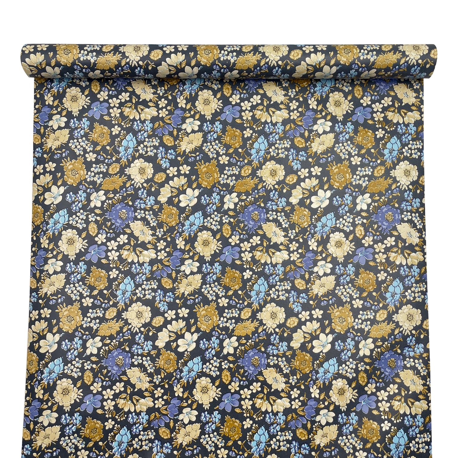 Yifely Self-Adhesive Shelf Liner - Removable Drawer Paper for Refurbishing Old Furniture, Makeup Dresser & Nightstands - Retro Floral Pattern (17.7