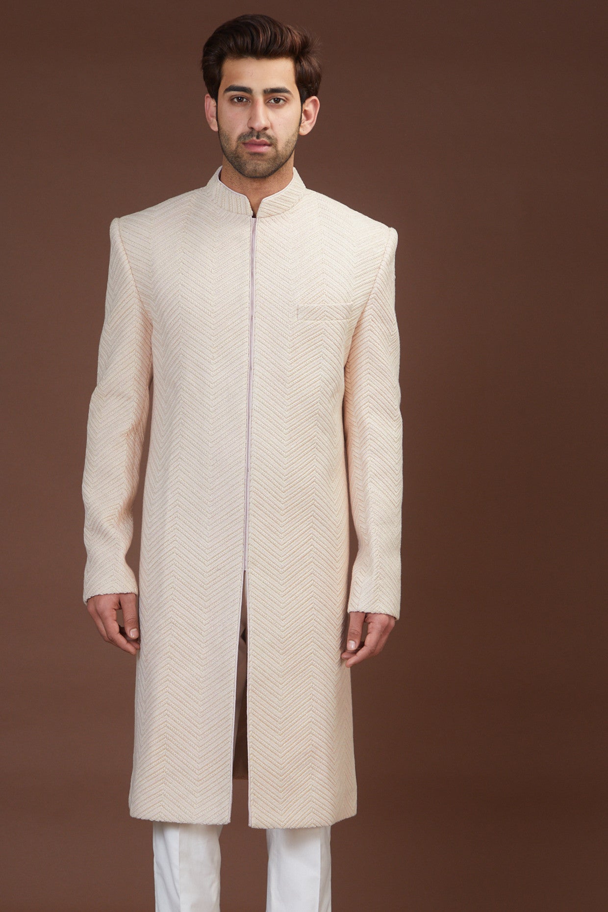 Elegant Pink Embroidered Sherwani for Men - Traditional Indian Wedding Attire & Festive Occasions