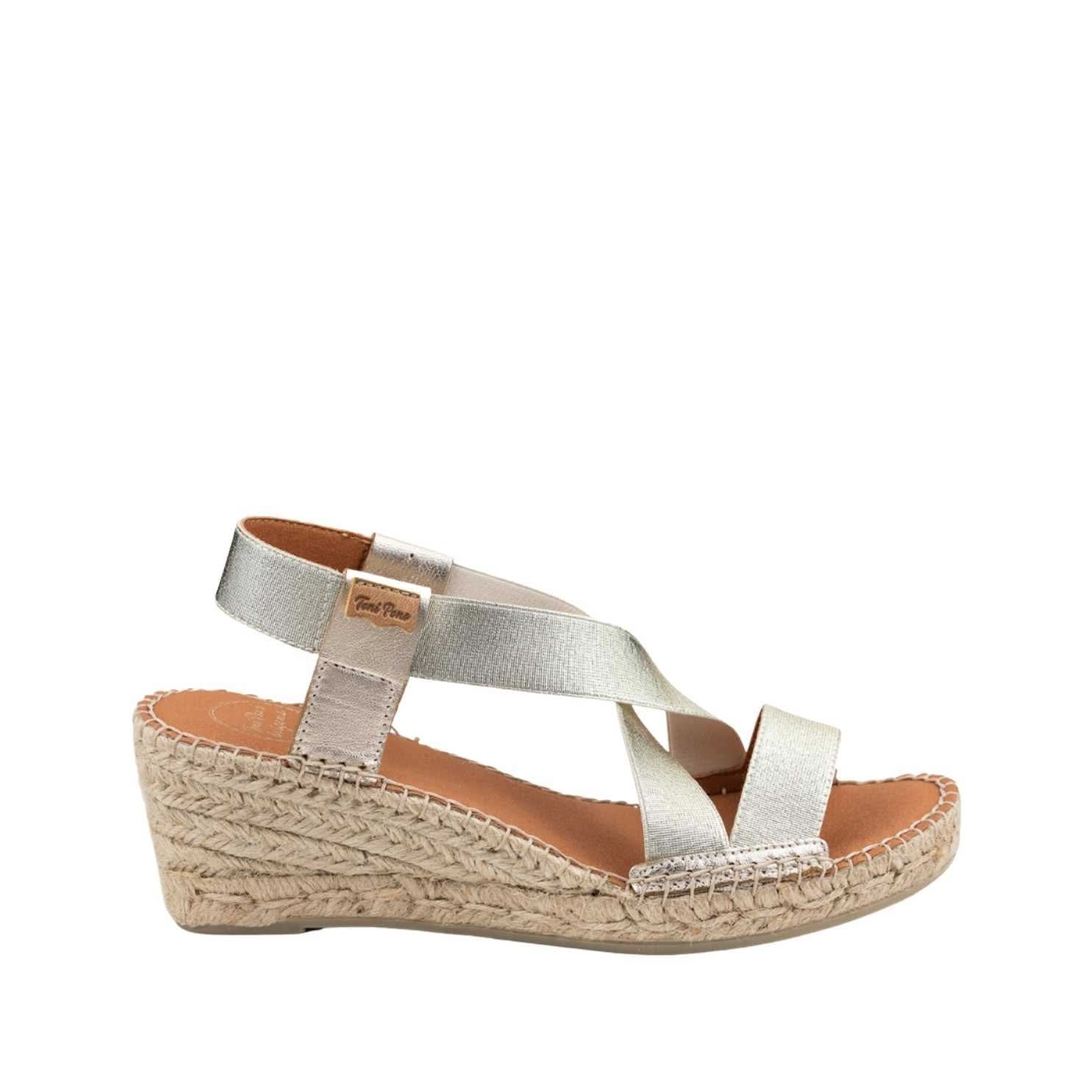 Women's Metallic Cotton Blend Wedge Espadrille Shoes - Comfortable Summer Casual Sandals for Beach, Vacation & Everyday Wear | Tura RC