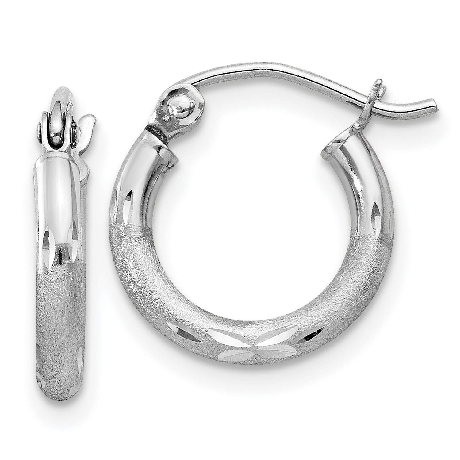14x12mm Sterling Silver 2mm Satin Hoop Earrings for Women - Elegant Everyday Jewelry for Work & Special Occasions