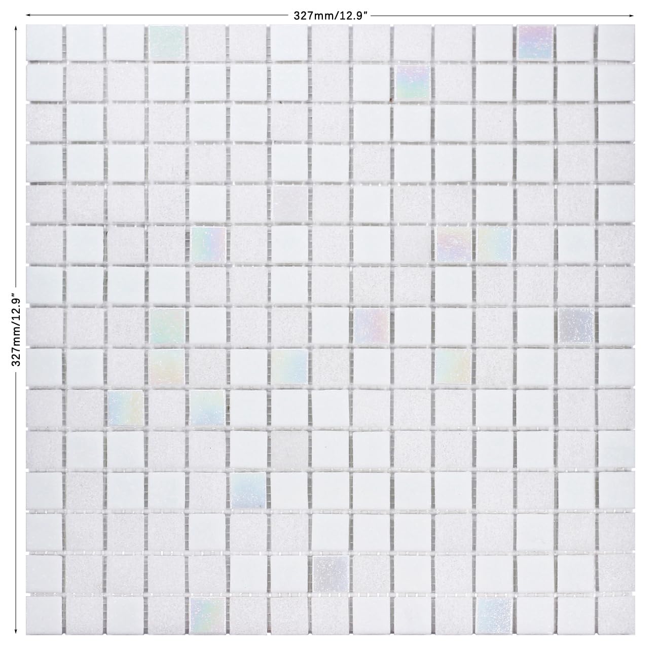11.5sqft Iridescent Mosaic Tiles - Peel and Stick Waterproof Bathroom Floor & Wall Tile, Kitchen Backsplash, Shower, Fireplace Accent - Perfect for Home, Hotel, Restaurant, Pool Renovation (10pcs, Mixed White)