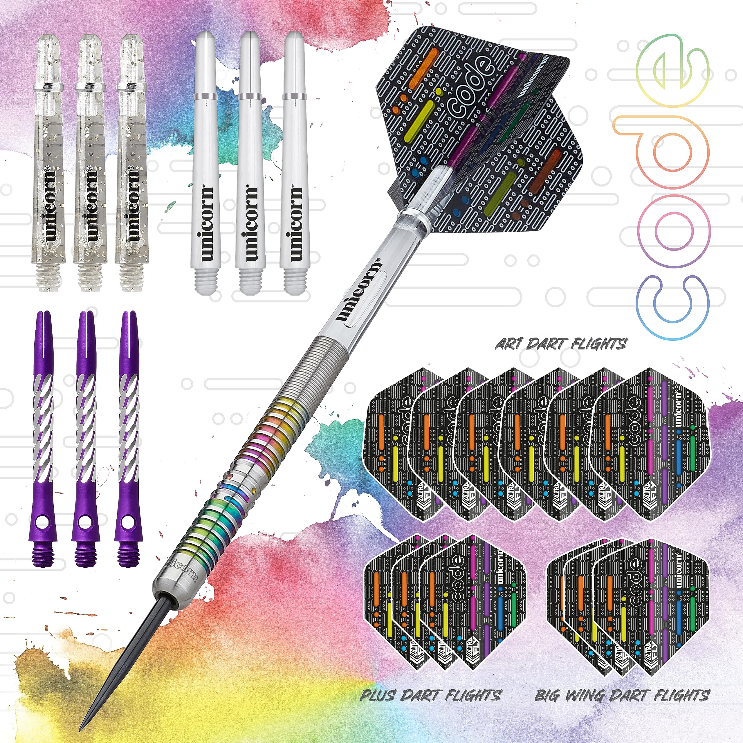 Professional Unicorn Steel Tip Darts Set - 90% Tungsten Barrels with Titanium Accents | James Wade Signature Series | Perfect for Tournament Play & Home Dartboard Practice