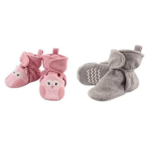 Hudson Baby Fleece Booties 2-Pack - Pink Owl 18-24M - Cozy Winter Shoes for Girls
