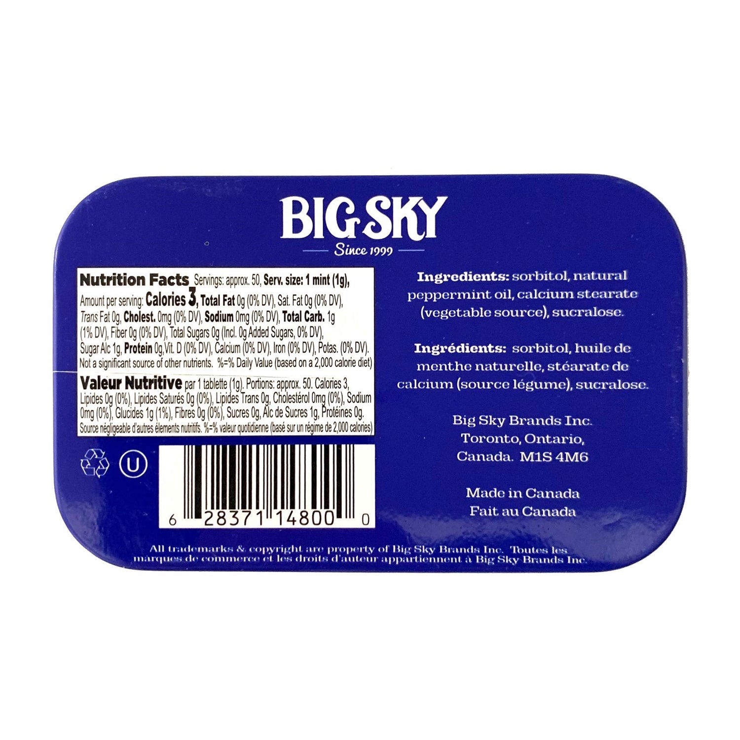 Big Sky Sugar Free Peppermint Mints in Tin - 6 Count Box | Fresh Breath for Work, Travel & After Meals