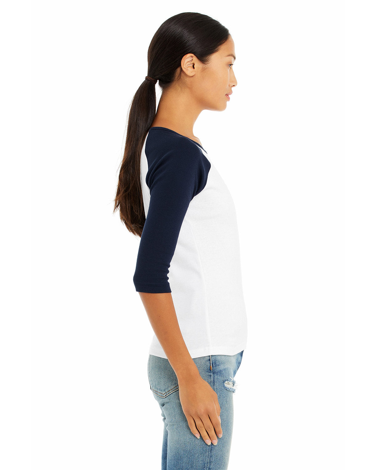 Bella + Canvas B2000 Women's 3/4 Sleeve Baby Rib Contrast Raglan T-Shirt - Soft Comfort Fit for Casual Wear, Yoga & Everyday Outfits