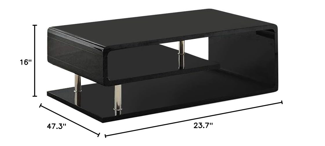 Benzara BM123099 Modern Ninove Contemporary Black Coffee Table - Stylish Living Room Furniture for Home & Office Decor