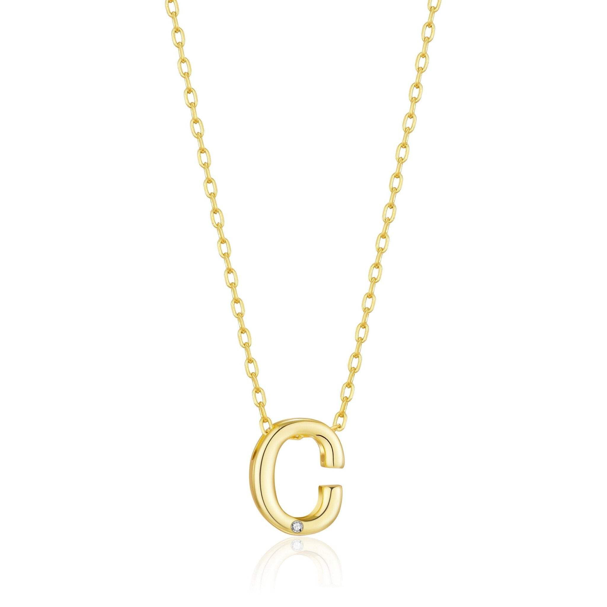 Gold Plated Initial Necklaces A-Z with Zircondia® - Perfect Gift for Her