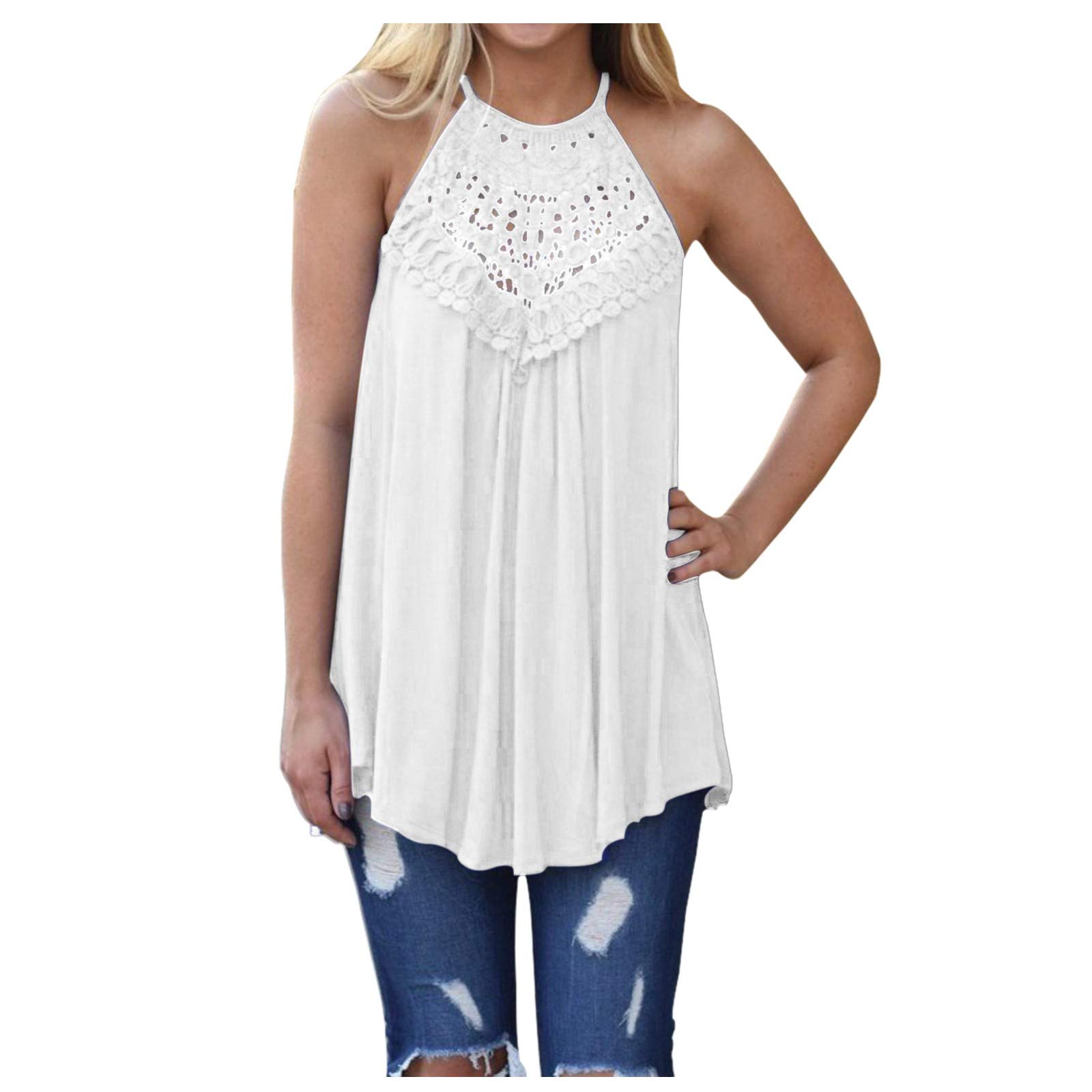 Women's Summer Spaghetti Strap Camisole - Flowy High Low Hem Top for Casual Wear