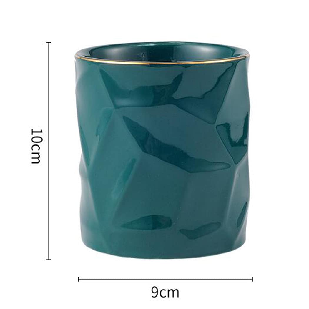 Geometric Textured Pen Holder - Irregular Shape Desktop Organizer for Stationery, Flowers & Kitchen Storage - Green Home & Office Decor