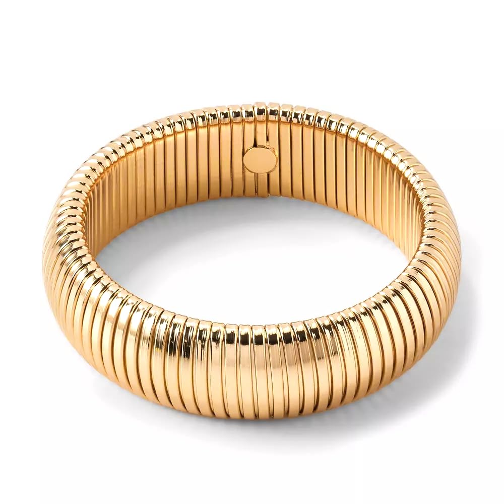 14K Gold Filled Stainless Steel Chunky Bangle Bracelet for Women - Waterproof, Hypoallergenic, Non-Tarnish Trendy Jewelry - Perfect for Everyday Wear, Parties & Special Occasions