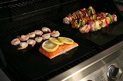 Premium Nonstick BBQ Grill & Baking Mats (Set of 2) - Heavy Duty, Dishwasher Safe Cooking Sheets 15.75