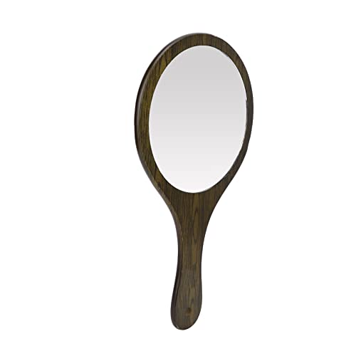 Vintage Green Wooden Hand Mirror - Portable & Sturdy Hairdressing Mirror for Salon, Barbers & Home Use | Perfect for Styling, Makeup & Travel