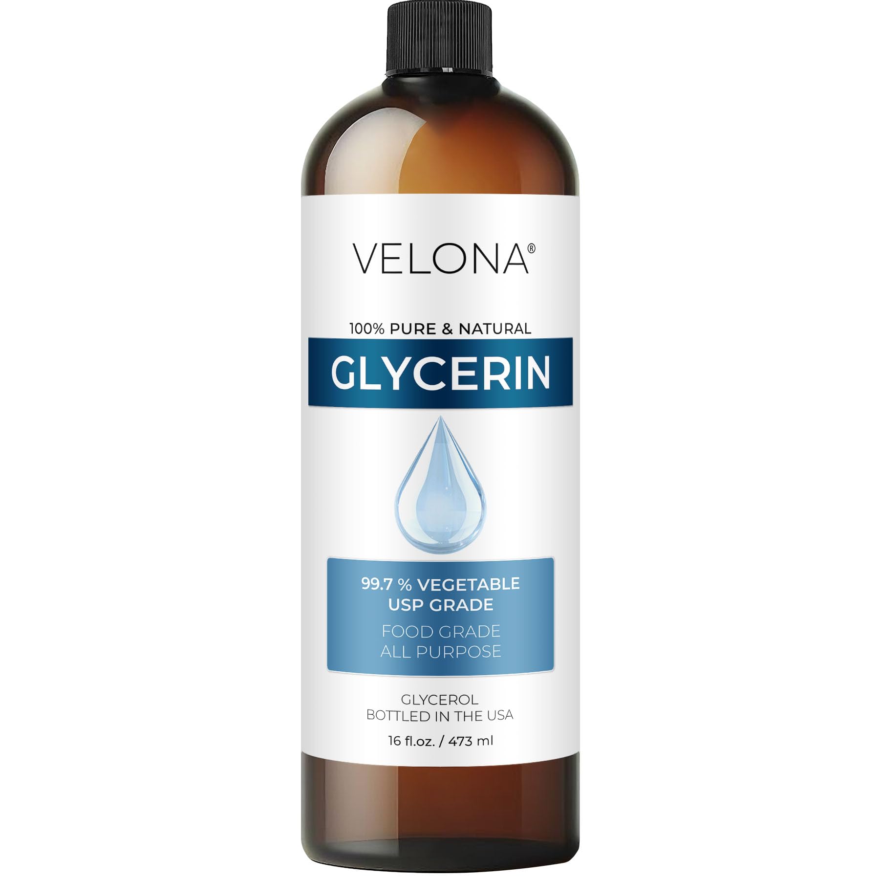 Velona USP Grade Vegetable Glycerin 20 oz - 100% Pure & Natural Carrier Oil for Dry Skin | Hair & Face Moisturizer, Bubble Bath, Soap Making, DIY Skincare | Hydrating Solution for Dry Skin Care, Homemade Cosmetics & Bath Products