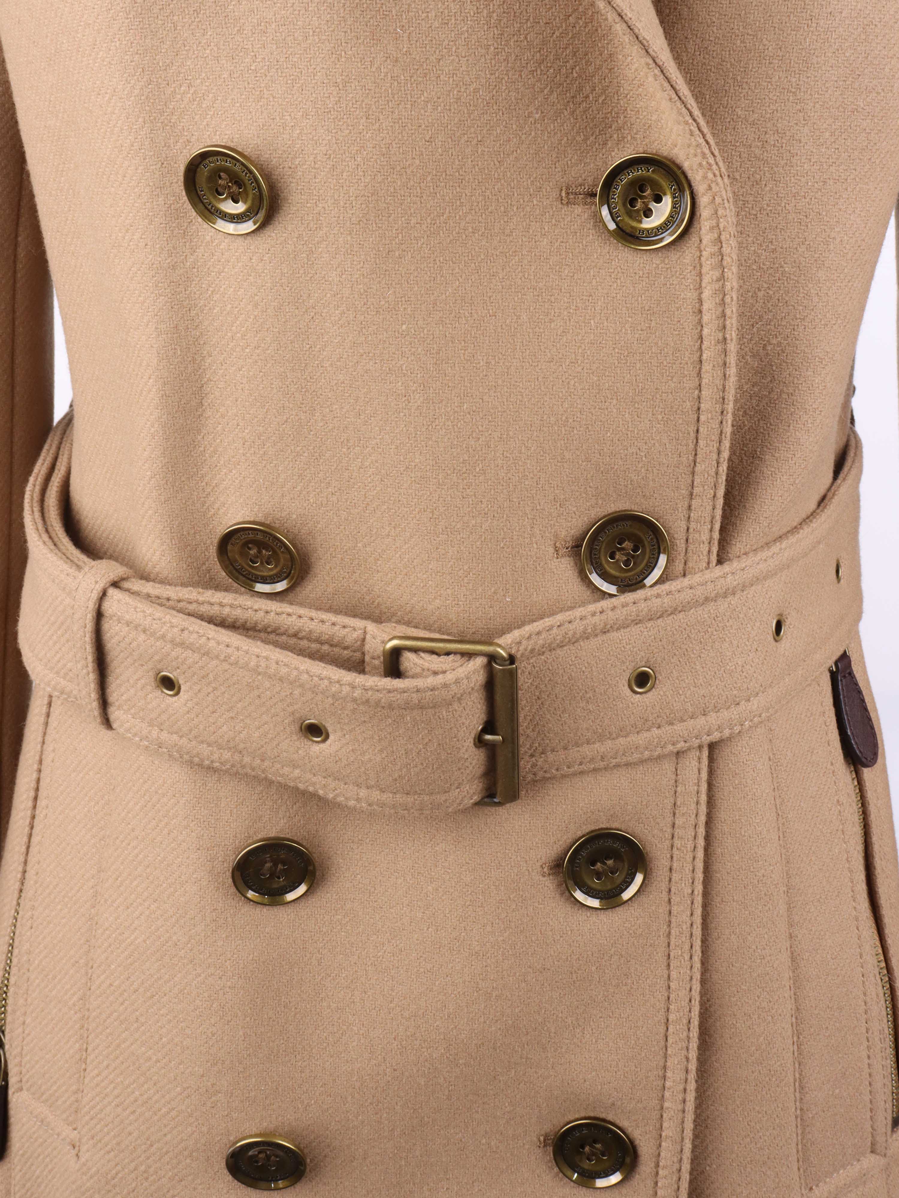 Burberry Camel Cashmere Coat for Women - Luxury Warm Winter Trench Coat with Belt, Elegant Outerwear for Office, Dating & Special Occasions