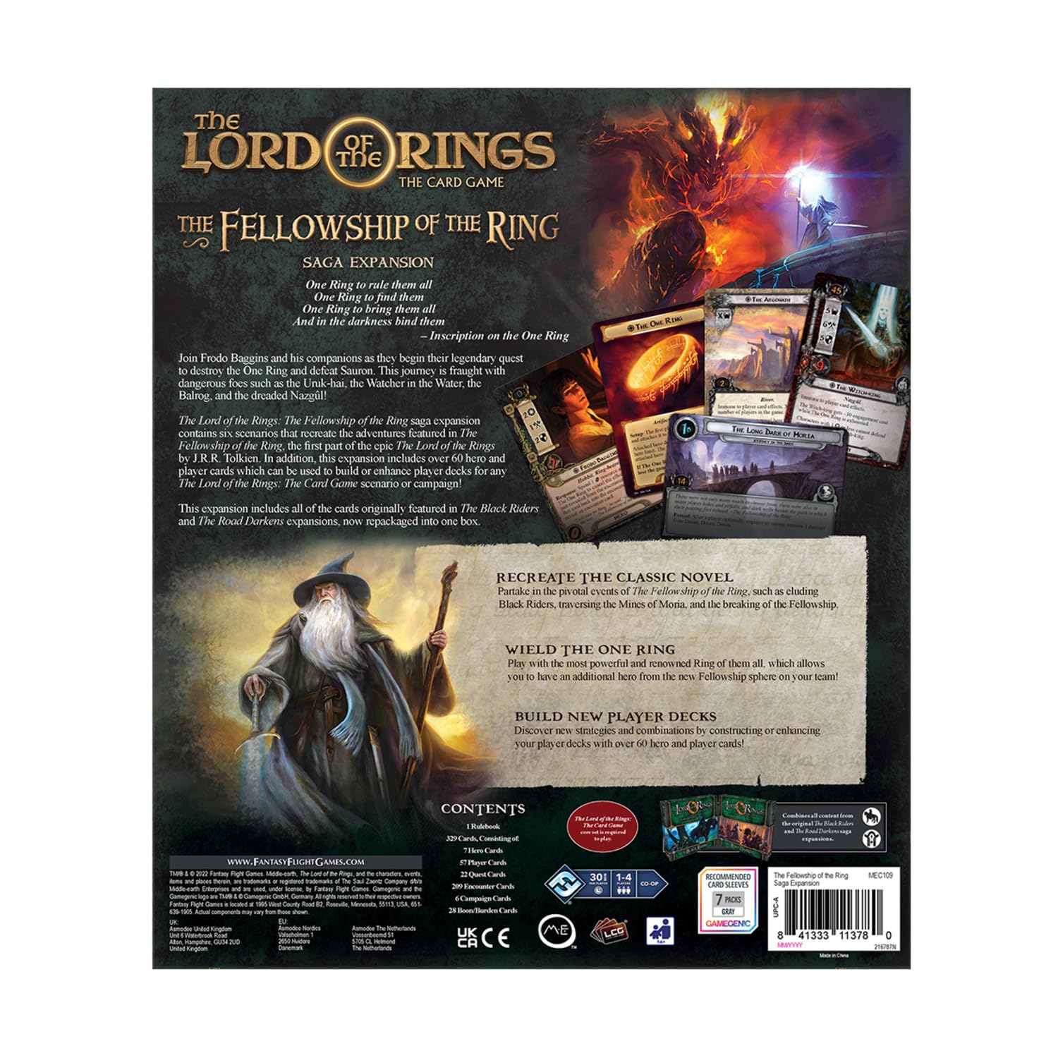 The Lord of the Rings: The Card Game - The Fellowship of the Ring SAGA EXPANSION | Cooperative Adventure Board Game | Strategy Card Game for 1-4 Players Ages 14+ | 30-120 Min Playtime | Fantasy Flight Games | Perfect for Game Nights & Tolkien Fans