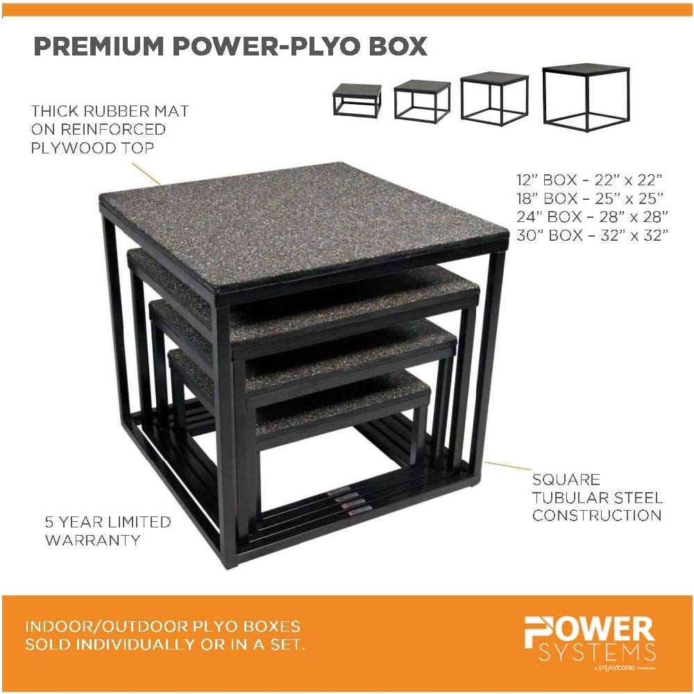 Premium Power-Plyo Box for CrossFit & Home Gym - Heavy Duty Jump Box for Plyometric Training, Agility Drills & Workouts - Sold Individually (Black) - Perfect for HIIT, Cardio & Strength Training Exercises