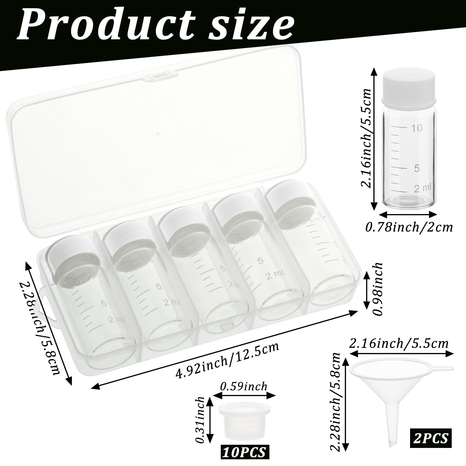 5-Pack 10ml Clear Travel-Sized Liquid Medicine Bottles with Leak-Proof Plug - Portable Single Dose Medication Dispenser for Pills, Essential Oils & Vitamins - Perfect for Travel, Hiking & Daily Use