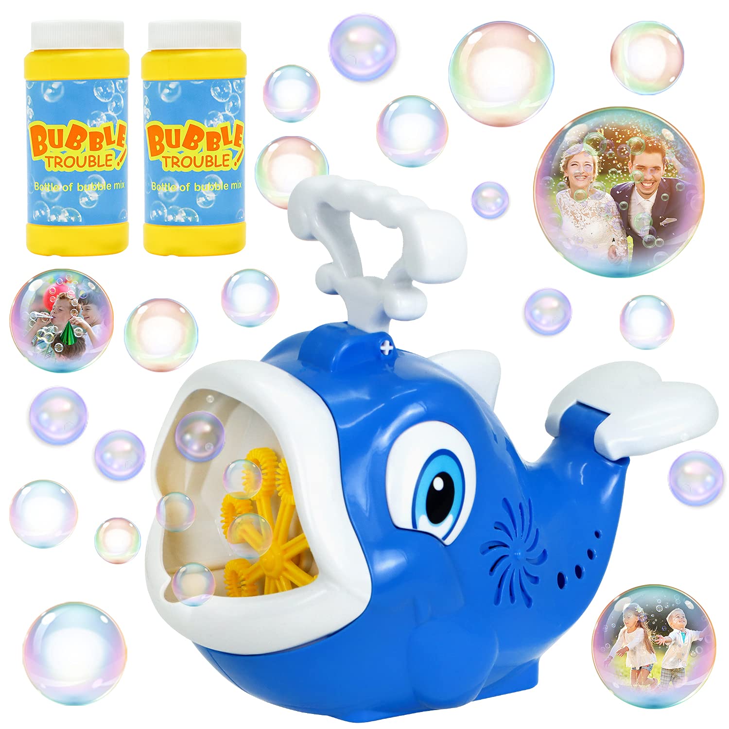 JOYIN Whale Bubble Machine for Kids - Automatic Bubble Blower with 2 Bubble Solutions (2000+ Bubbles/Min) - Indoor/Outdoor Summer Party Toy - Perfect for Birthday Parties, Backyard Fun & Playtime Activities