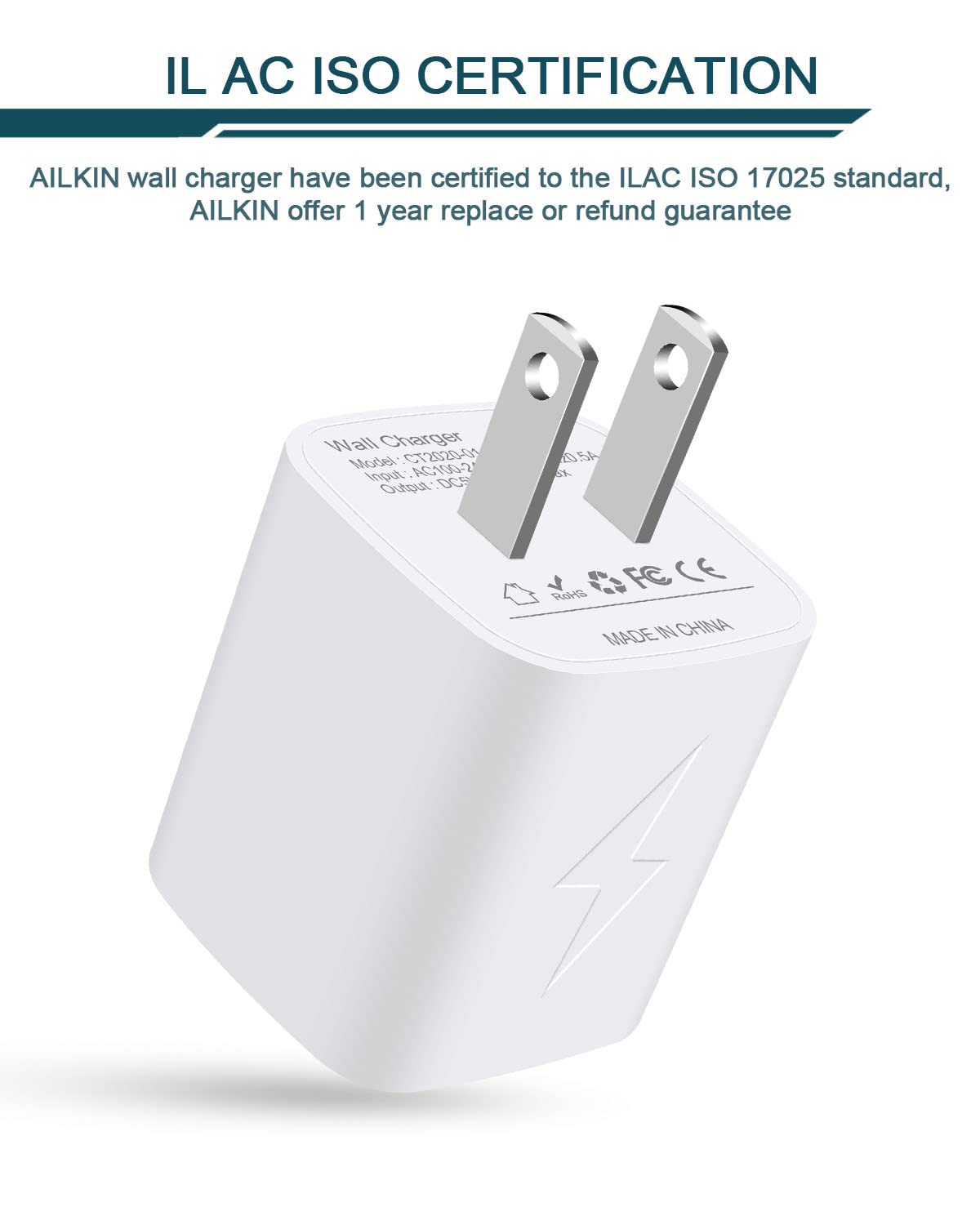 2.1A Dual Port USB Wall Charger Fast Charging Adapter - Compatible with iPhone, Samsung Galaxy, Google Pixel, Moto, LG, Kindle, Tablet & Camera - Compact Travel Charger for Home, Office & Car Use