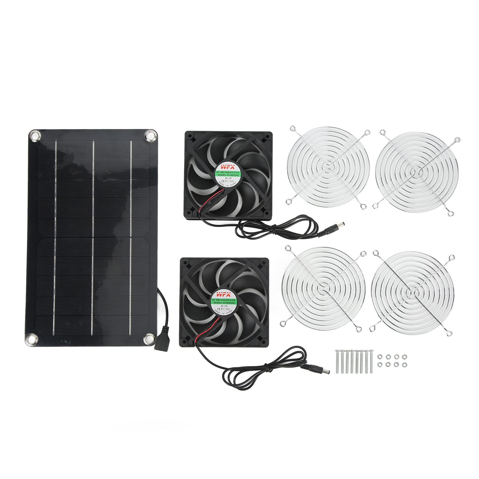 Zerodis 12V Solar Panel Fan Kit - Portable, Eco-Friendly Dual Exhaust Ventilator with Solar Panel for Outdoor Ventilation | Perfect for Pet Houses, Greenhouses & Camping