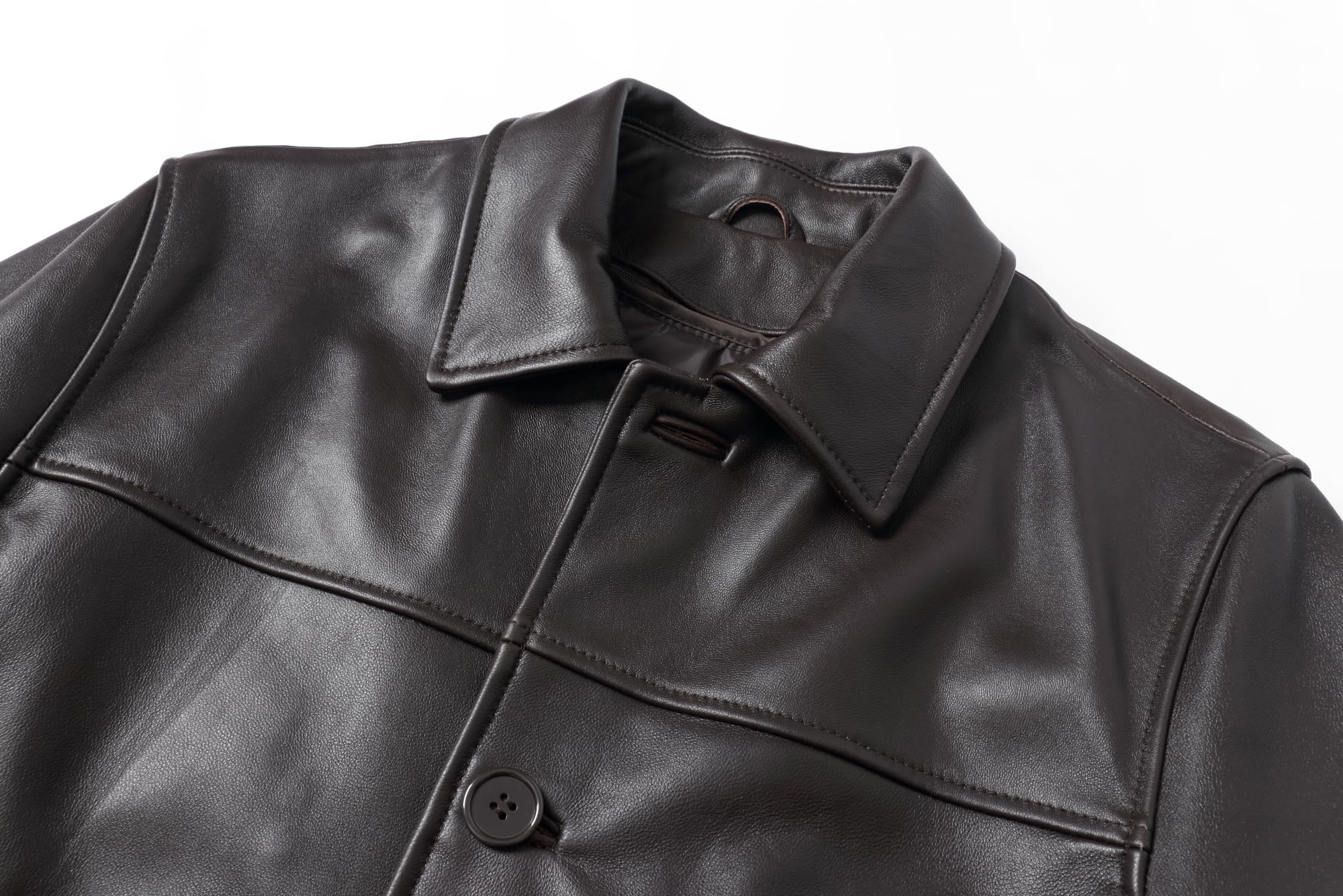 REED EST. 1950 Men's Genuine Lambskin Leather Jacket - Classic 4-Button Car Coat for Fall & Winter | Premium Outerwear for Business Casual & Everyday Wear