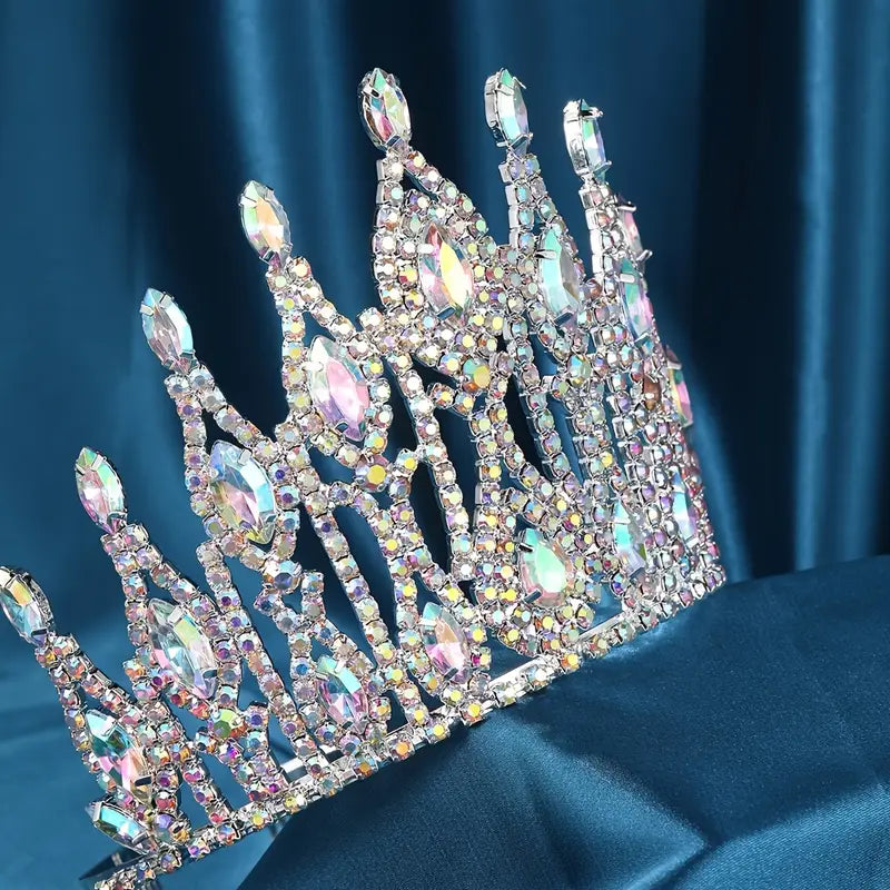 Sparkling Aurora Princess Crown with AB Crystals – Elegant Tiara for Pageants, Weddings, Prom & Birthday Parties | Perfect for Brides, Pageant Queens & Special Occasions
