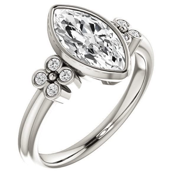 4 CT Marquise Cut Colorless Moissanite Engagement Ring for Women - Sterling Silver/Solid Gold Wedding Band Set - Diamond Solitaire Bezel Setting - Perfect for Proposals, Anniversaries & Bridal Jewelry