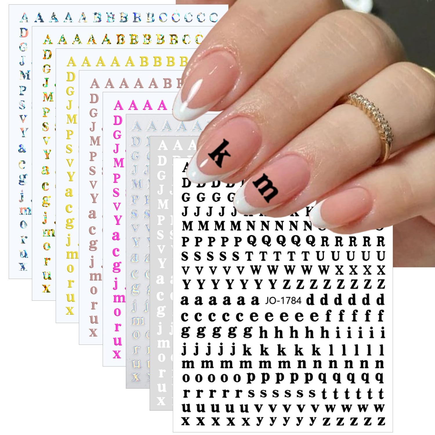 3D Self-Adhesive Alphabet Nail Art Stickers - Black White Gold Silver Laser Letter Nail Decals for Women & Girls | DIY Acrylic Nails, Manicure Supplies | Perfect for Parties, Weddings, and Special Occasions