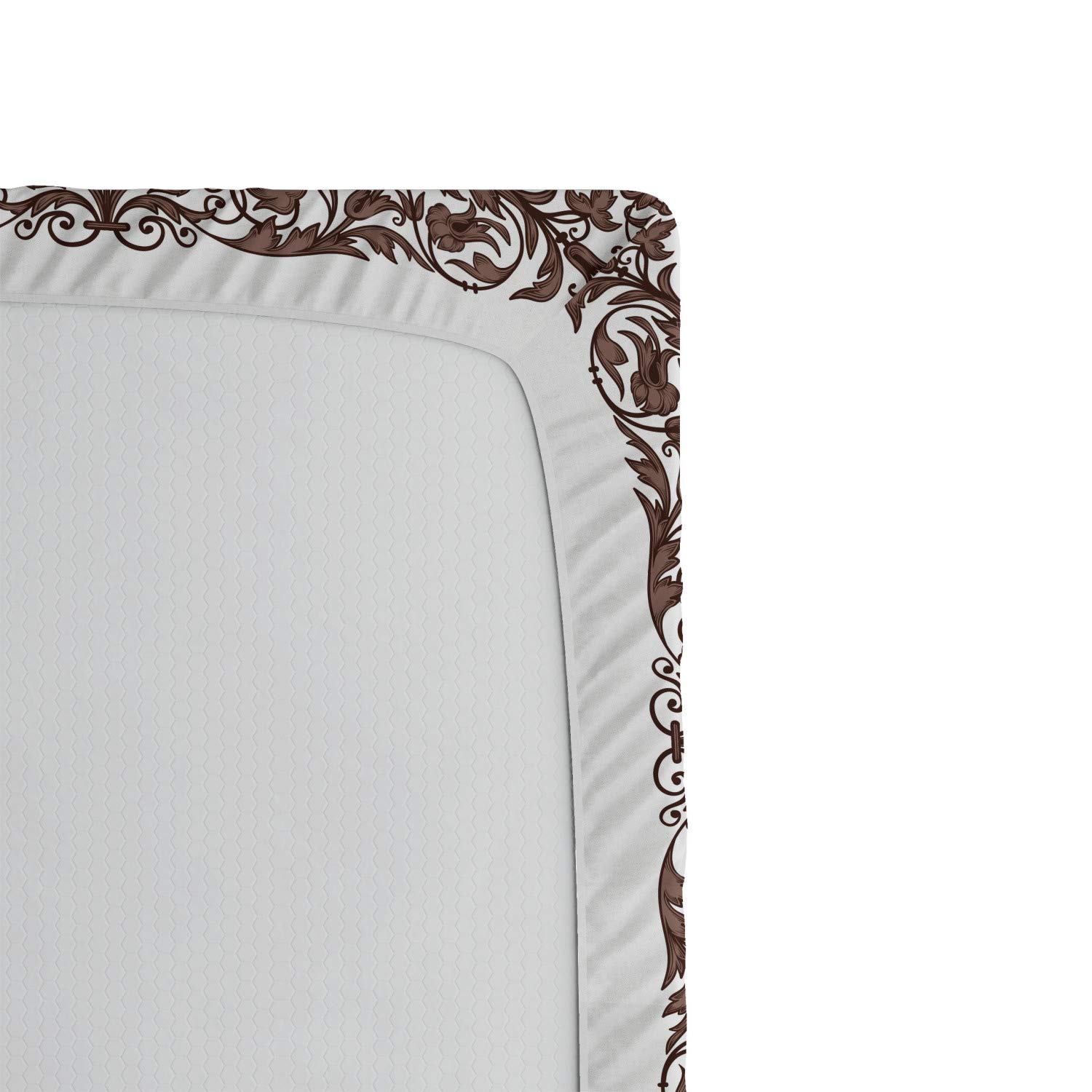 Ambesonne Grizzly Bear Print Fitted Sheet - Full Size Brown & White Animal Theme Bed Cover with Deep Pocket Elastic - Perfect for Wildlife Themed Bedrooms & Cabin Decor