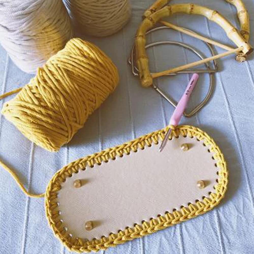 1 Pc DIY Crochet Bag Bottom Mat Pad with Holes - Yellow Oval 1.97
