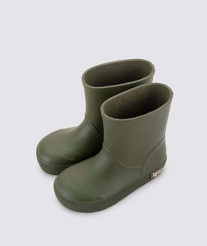 Kids' Yogi Rain Boots for Boys & Girls - Waterproof & Comfortable Kaki Rain Boots for Outdoor Play, Puddle Jumping & School