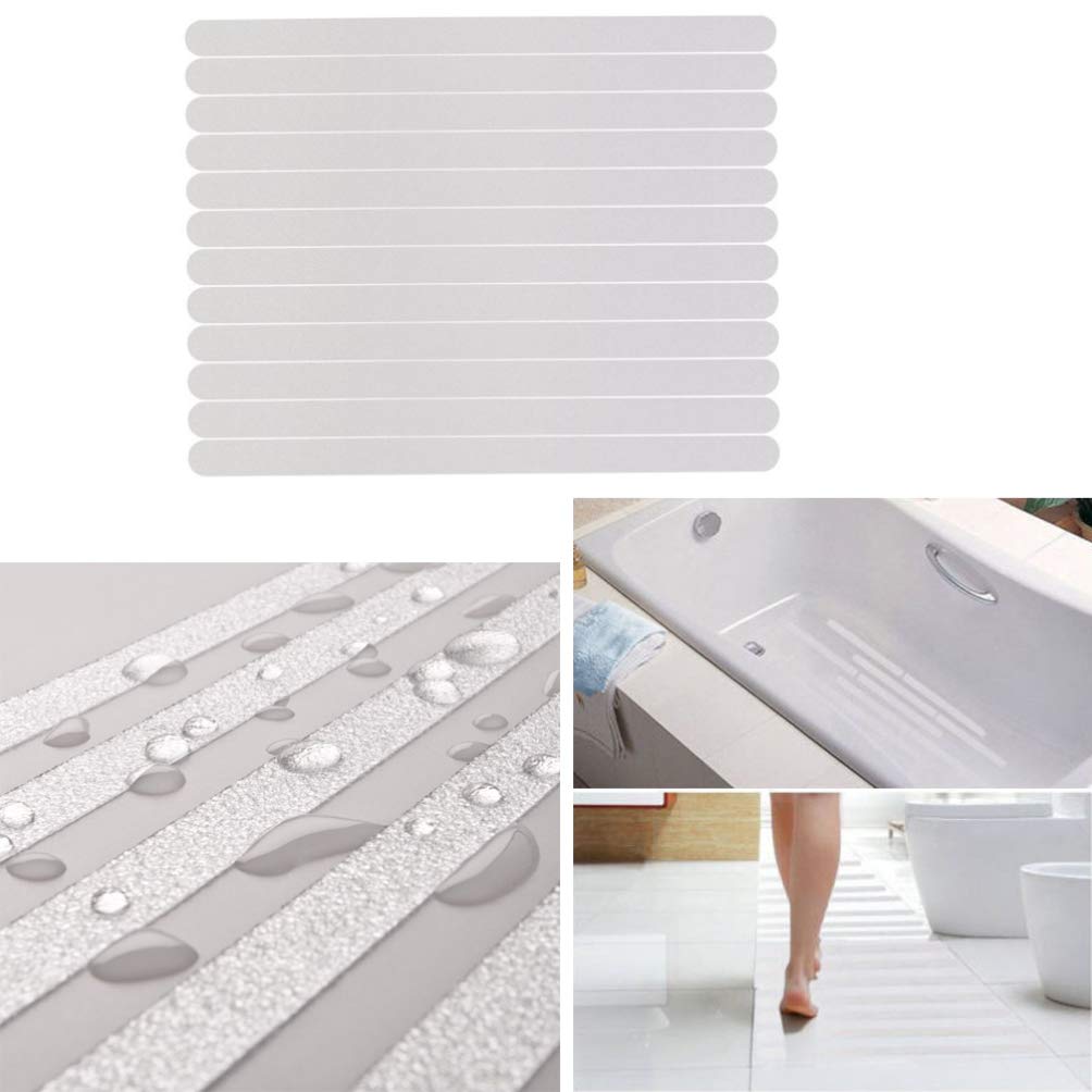 ARTIBETTER 12-Pack Clear Non-Slip Adhesive Strips - Anti-Skid Safety Tape for Shower, Bathtub, Steps & Floors - Transparent Grip Tape for Bathroom, Kitchen & Slippery Surfaces - Perfect for Wet Areas & Household Safety