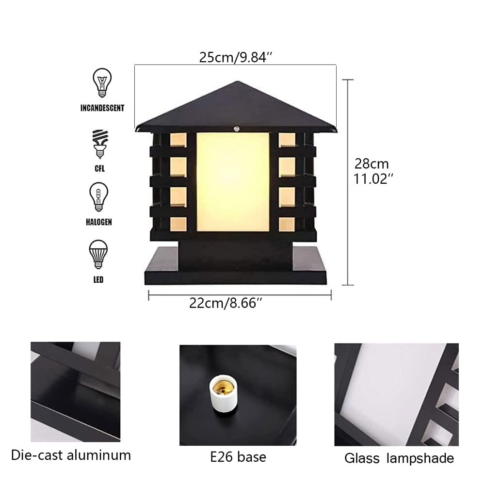 Outdoor Waterproof Aluminum Glass Column Lights - Traditional Pillar Lights for Patio, Garden, Fence & Villa Gate Decor | Durable Weatherproof Exterior Lighting Fixtures (Perfect for Pathways, Driveways & Landscape Accents)