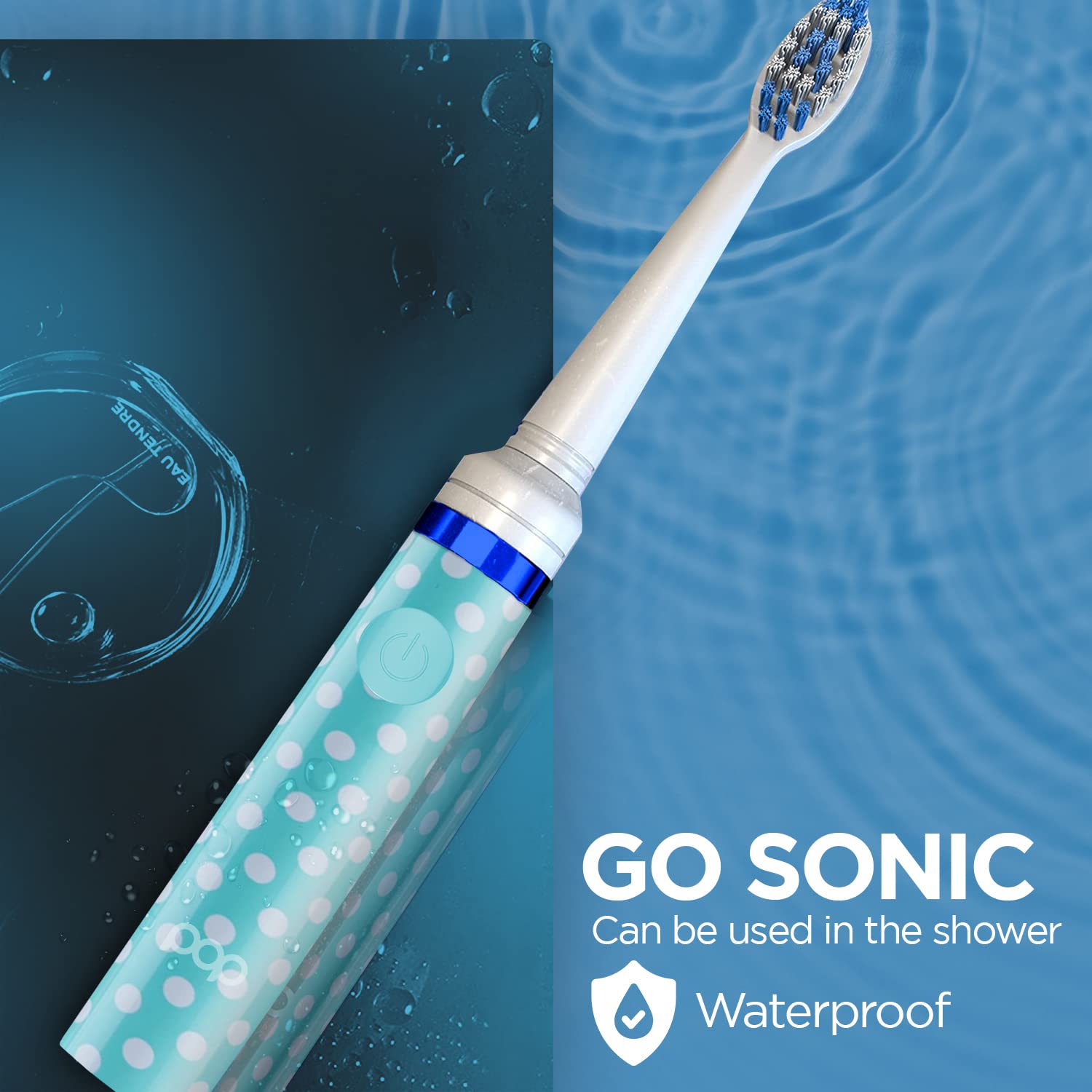 Pop Sonic Electric Toothbrush for Kids & Travel - Blue Dots Design with 2 Speed Modes (15,000-30,000 Strokes/Minute), AAA Battery Powered, Dupont Nylon Bristles - Perfect for Home, School & Vacation Use