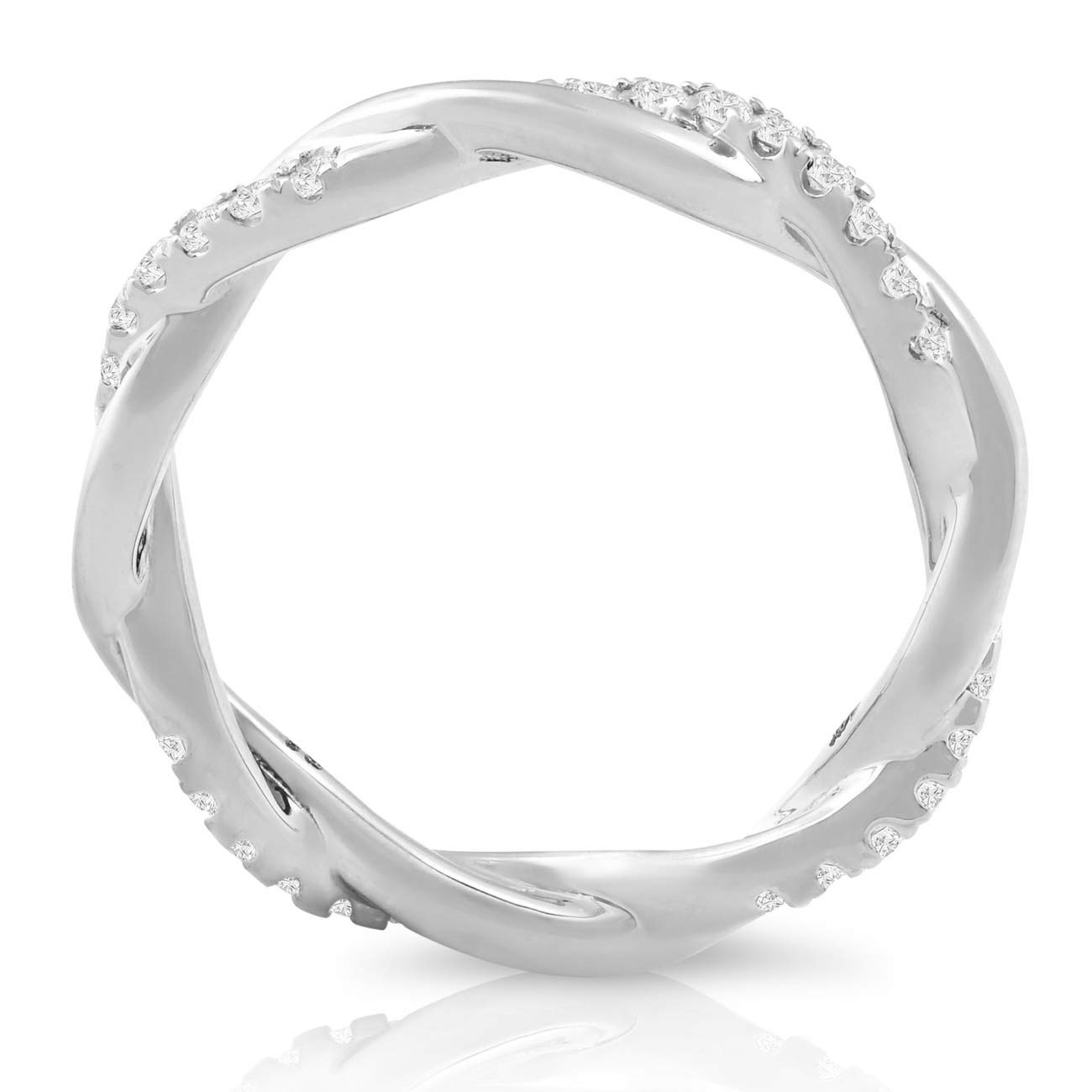 1/3 Ct Diamond Eternity Band - Petite Twist Vine Wedding Ring in 10k White Gold | Elegant Bridal Jewelry for Engagement, Anniversary & Special Occasions