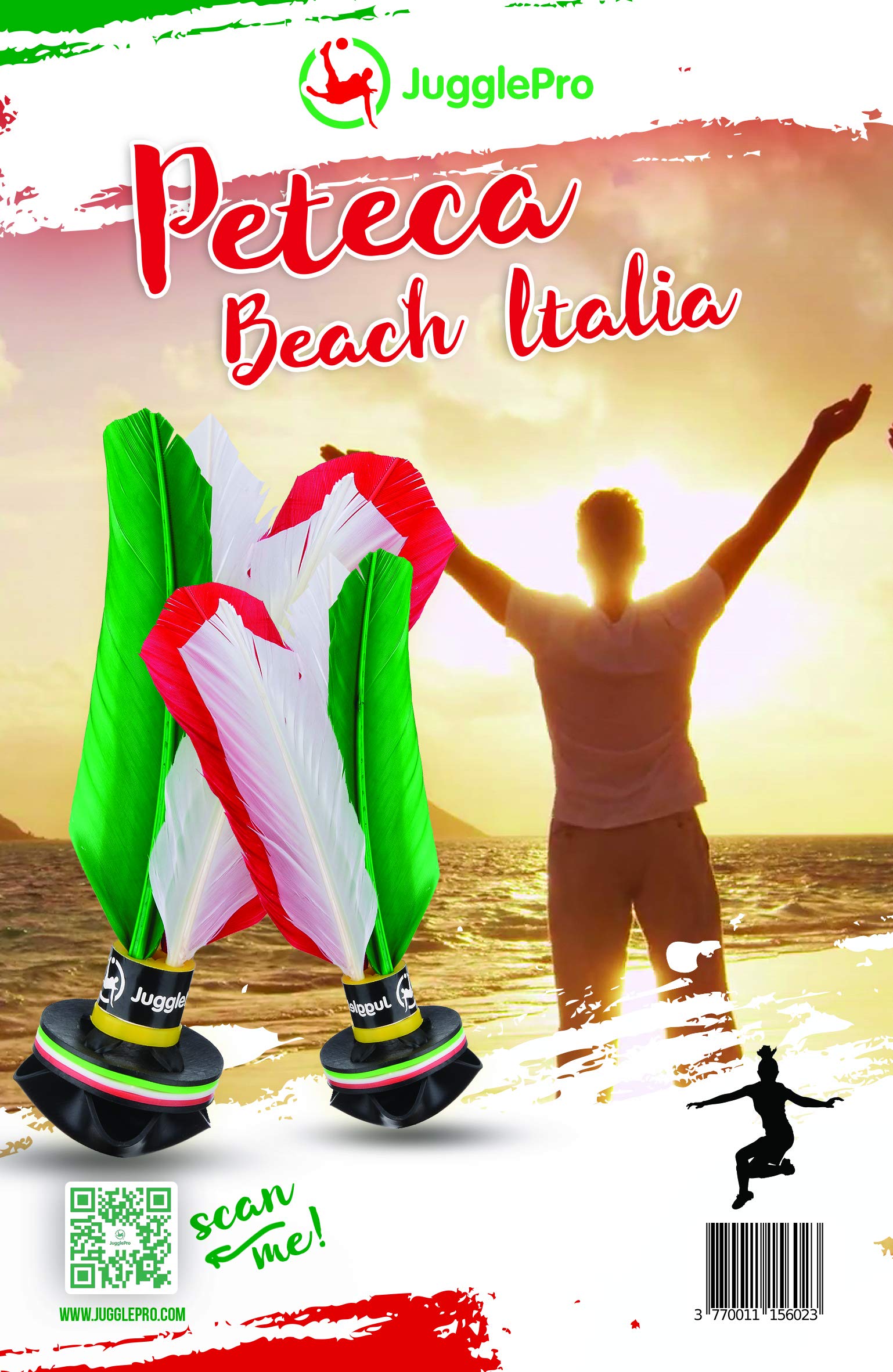 Juggle Pro Peteca ITALIA – Hand Shuttlecock with Feathers and Soft Rubber – Outdoor Beach Game for Solo or Group Play, 21 cm – Perfect for Backyard Fun, Picnics, and Team Sports