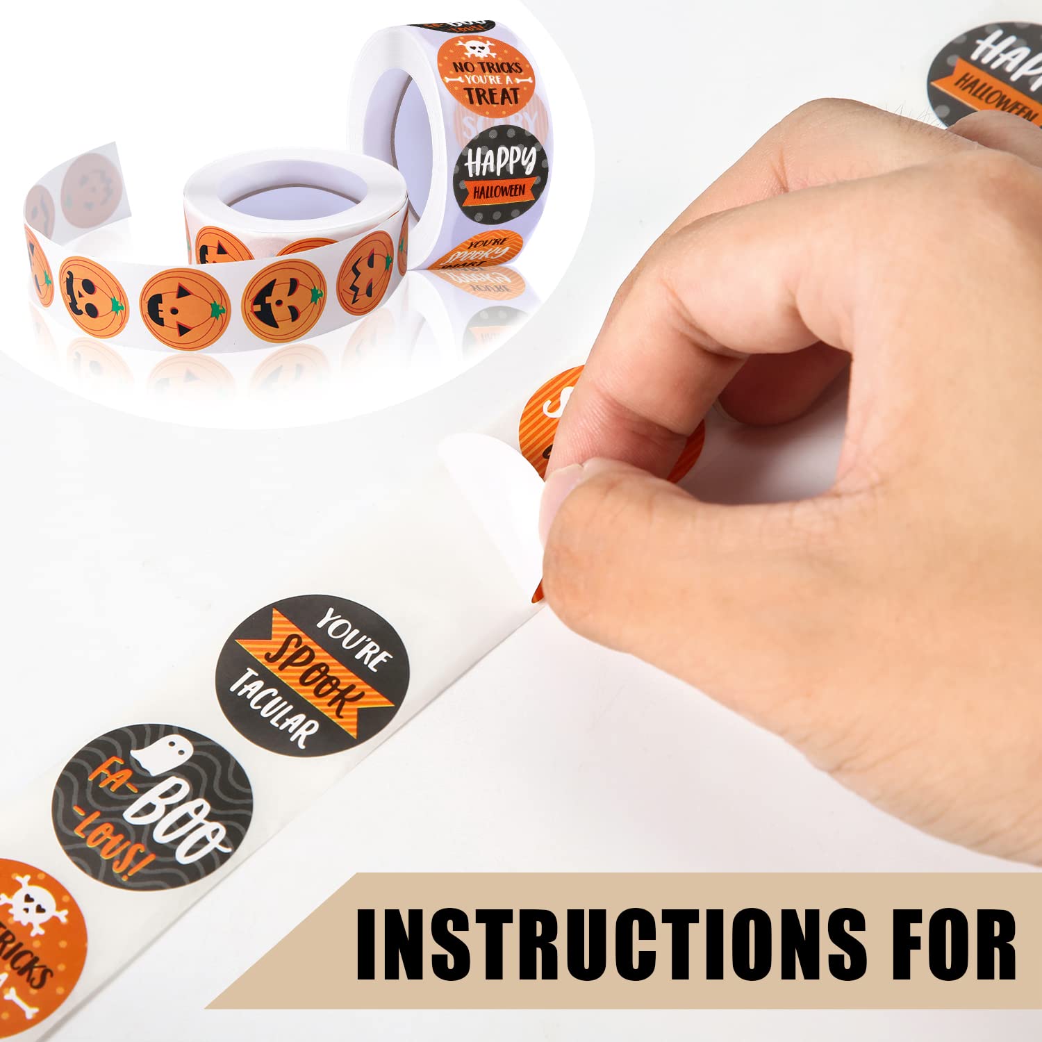 AIEX 1000pcs Halloween Stickers - 1 Inch Round Pumpkin Labels, Cute Halloween Party Stickers for Kids Decorations, Trick or Treat Favors, Scrapbooking & DIY Crafts