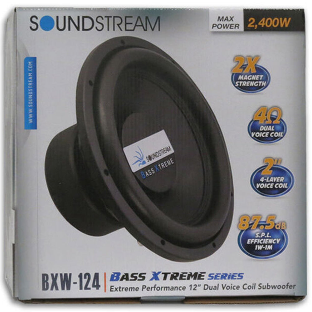 Soundstream BXW 124 12-Inch 800W RMS Dual 4 Ohm Car Subwoofer - Powerful Bass for Car Audio Systems & Home Theater
