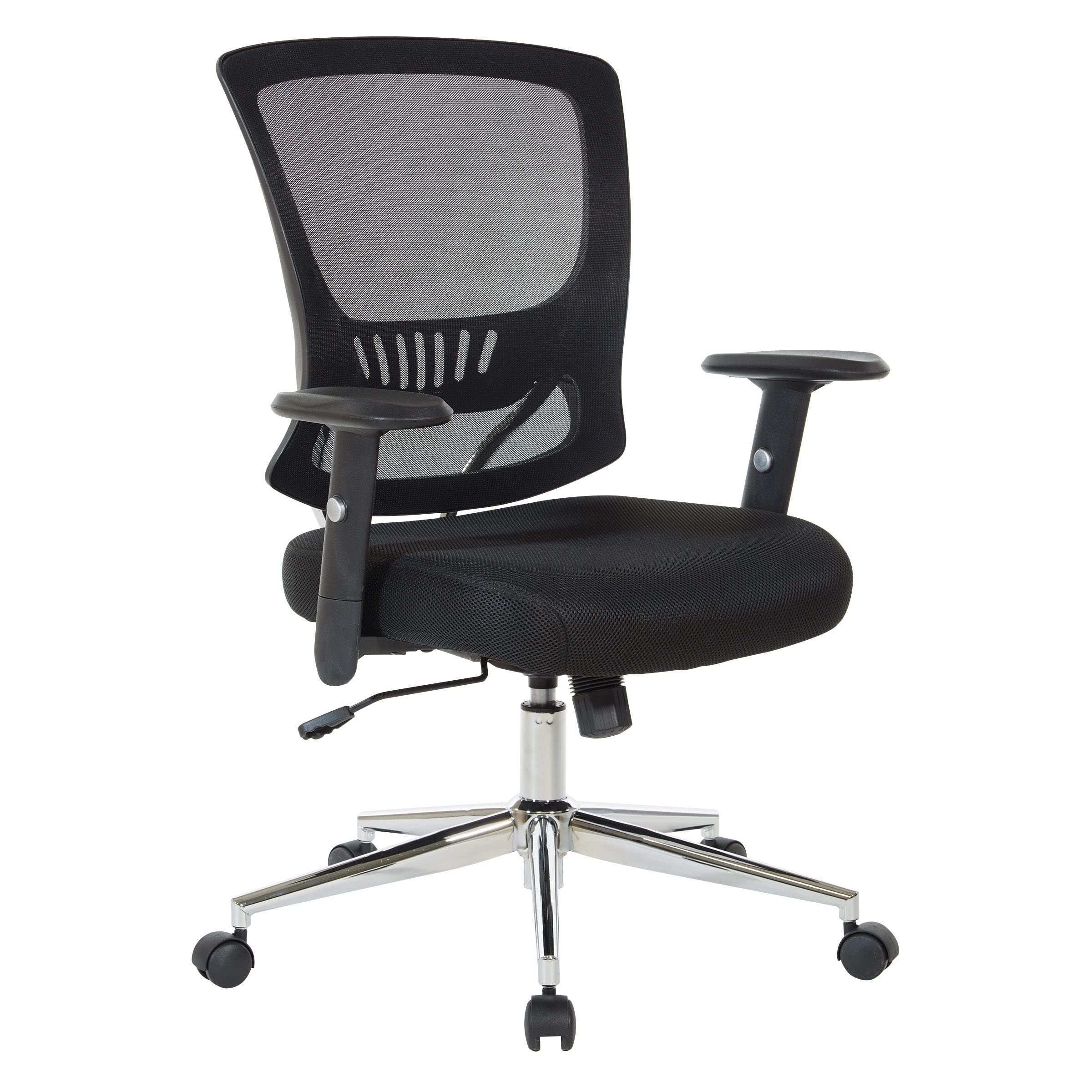 Office Star EM Series Ergonomic Mesh Office Chair with Adjustable Lumbar Support, Locking Tilt & Chrome Base - Black - Perfect for Home Office, Workstation & Computer Desk