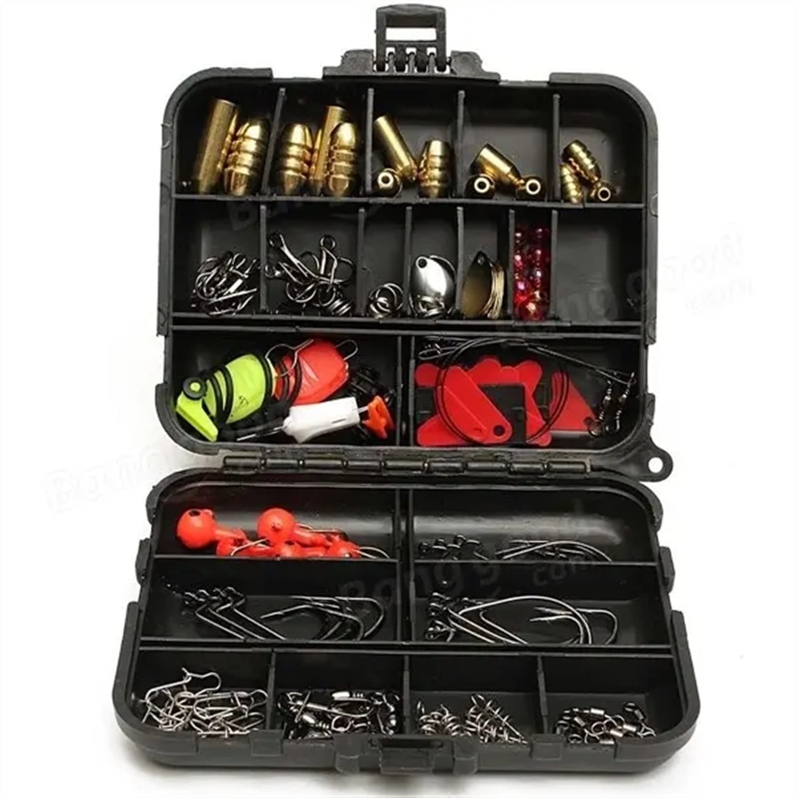 128-Piece Portable Fishing Tackle Box with Lures, Hooks & Baits – Durable Black Storage Case for Fishing Gear & Tools – Perfect for Outdoor, Camping & Boat Fishing Trips