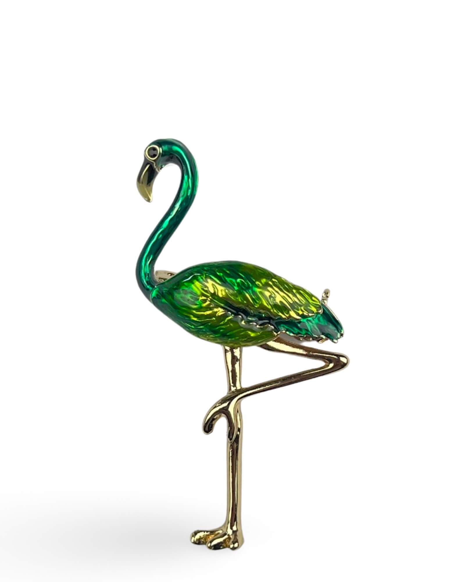DÉCLIC Flamingo Enamel Pin - Green Cute Brooch for Backpacks, Jackets & Hats - Unique Collectible Accessory for Women & Teens - Perfect for Gifts, Fashion & Pin Collections