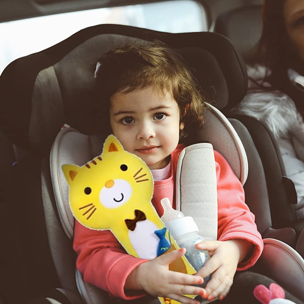 **Soft Car Seat Belt Cover with Cute Cartoon Design - Adjustable Shoulder Strap Cushion for Head & Neck Support - Comfortable Safety Belt Protector for Long Drives & Travel (Cat Theme)**    *(Perfect for Road Trips, Commuting, and Daily Comfort - Ideal for Kids & Adults!)*