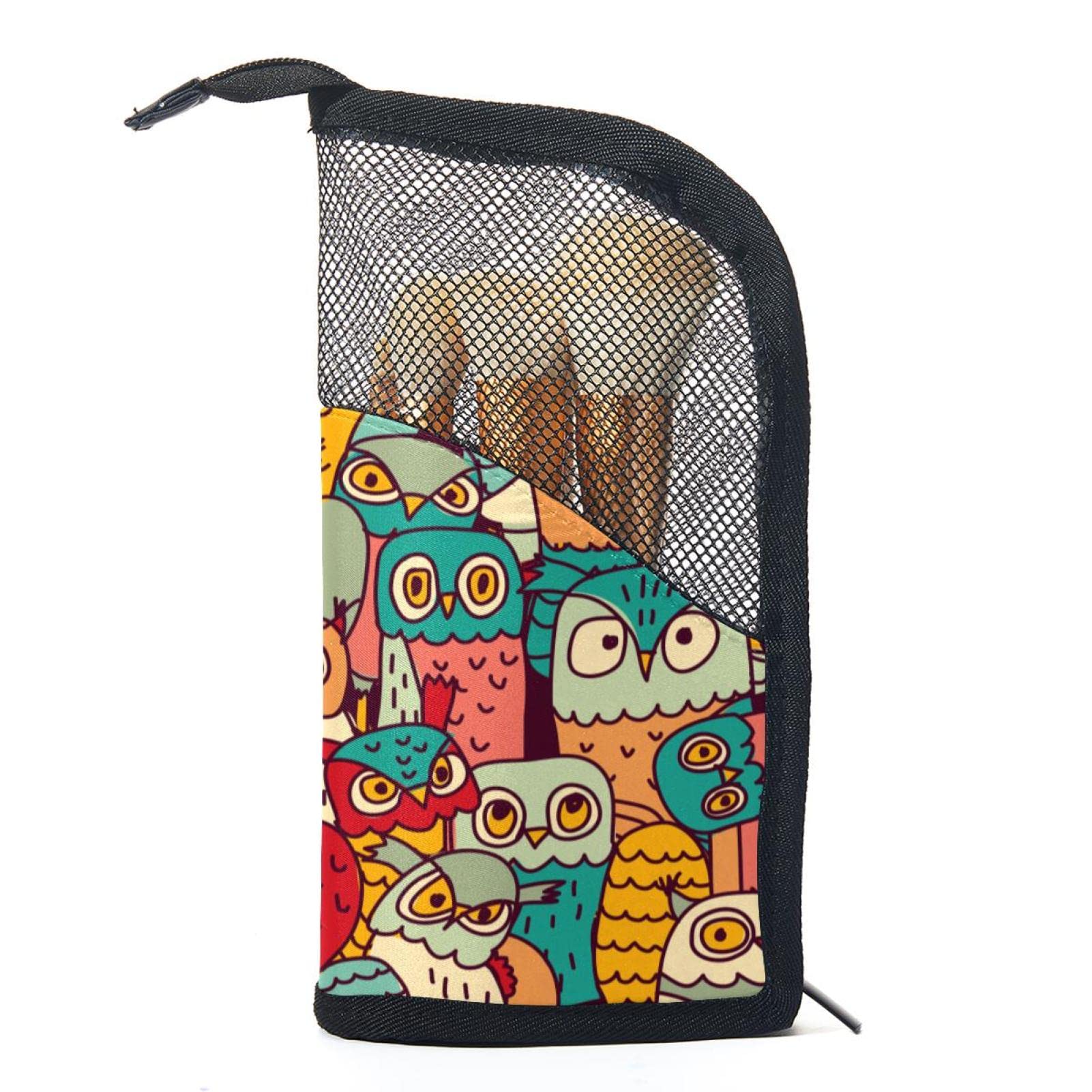 Portable Makeup Brush Organizer Bag with 12 Slots - Mexican Style Owl Design Cosmetic Brush Holder Case for Travel & Home Storage | Perfect for Makeup Artists & Beauty Enthusiasts